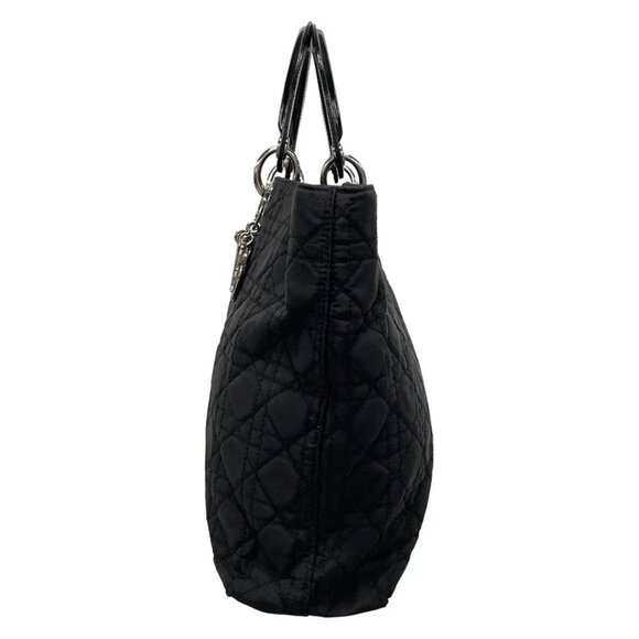 DIOR/ChristianDior Cannage Stitch-Black Nylon PatentLeather Tote Bag 606-072125 - Picture 3 of 14